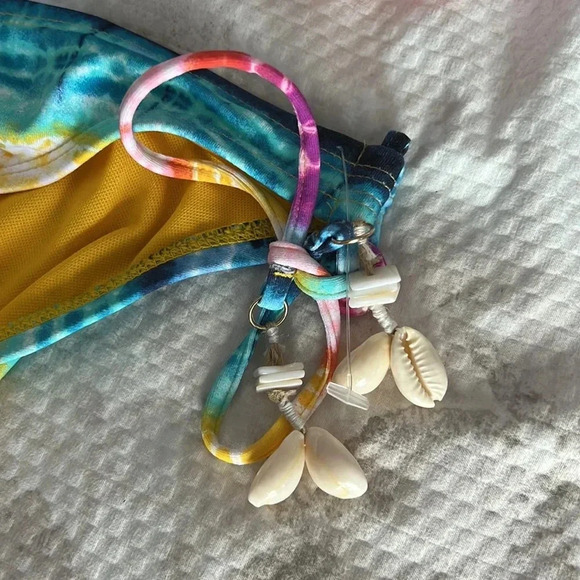 Bleu Rod Beattie Rainbow Tye Dye D-Cup Swim Top 38D Bottom Size 14 - Picture 8 of 9